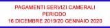 Pagamenti servizi camerali periodo 16/12/2019-20/0